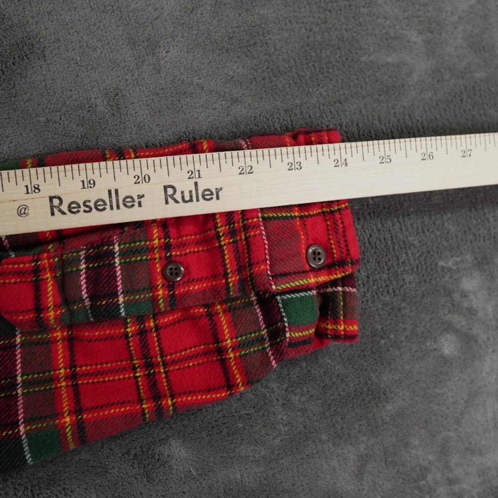 LL Bean Scotch Flannel Shirt‎ Mens XL Red Tartan Plaid Slim Fit Organic Cotton - Picture 9 of 12